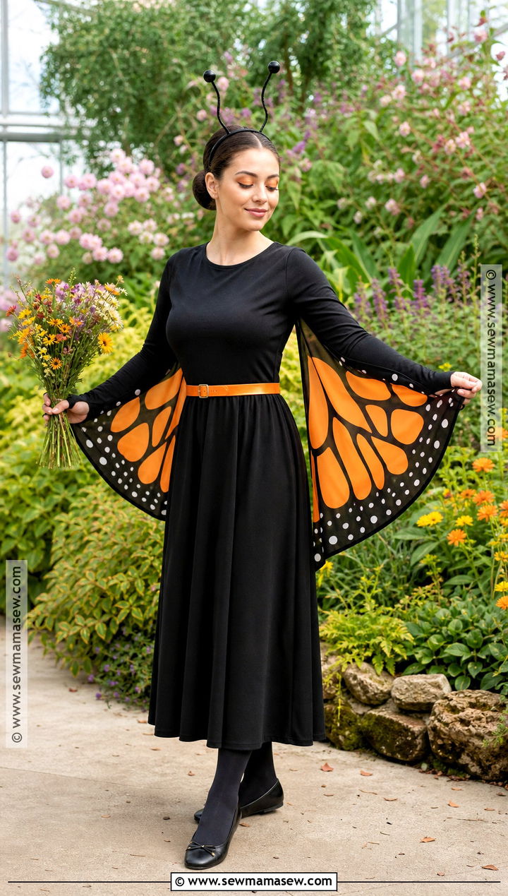 Monarch Butterfly Costume With Maxi Dress - 40 Modest Halloween Costumes