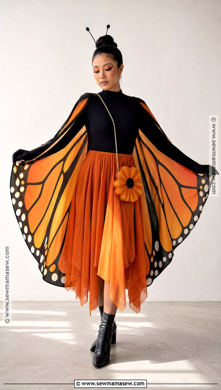 Monarch Butterfly Costume With Orange Cape - 40 aesthetic halloween costumes