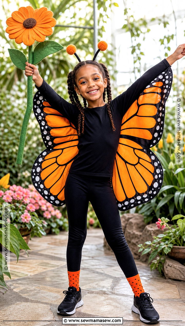 Monarch Butterfly Costume With Orange Wings - 45 kids halloween costumes