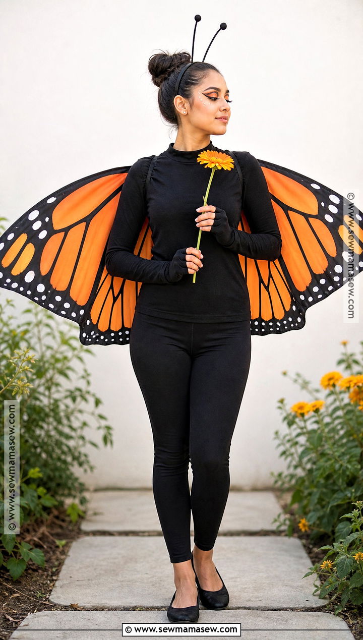 Monarch Butterfly Costume With Orange Wings - 35 Halloween Costume Solo Ideas