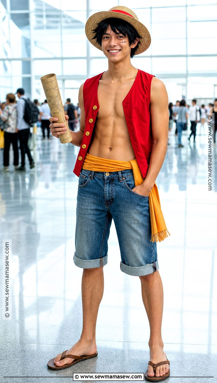 Monkey D Luffy Cosplay With Straw Hat - 30 Easy Anime Cosplay Ideas for Men