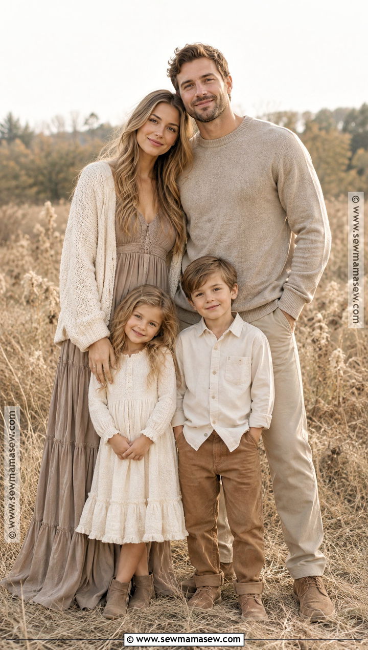 Monochromatic Beige Fall Family Session Outfit - 15 fall session outfits for family