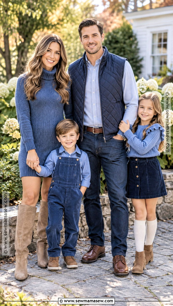 Monochromatic Blue Family Outfit - 15 fall blue family outfits