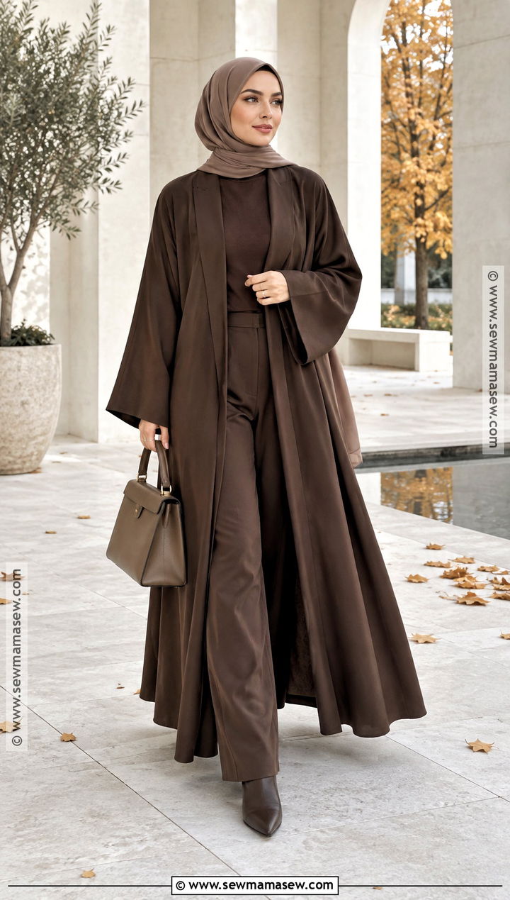 Monochrome Abaya And Ankle Boots - 20 fall outfit modest ideas