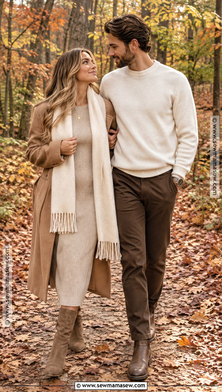 Monochrome Beige Fall Engagement Outfit - 20 fall engagement pictures outfit outdoor ideas