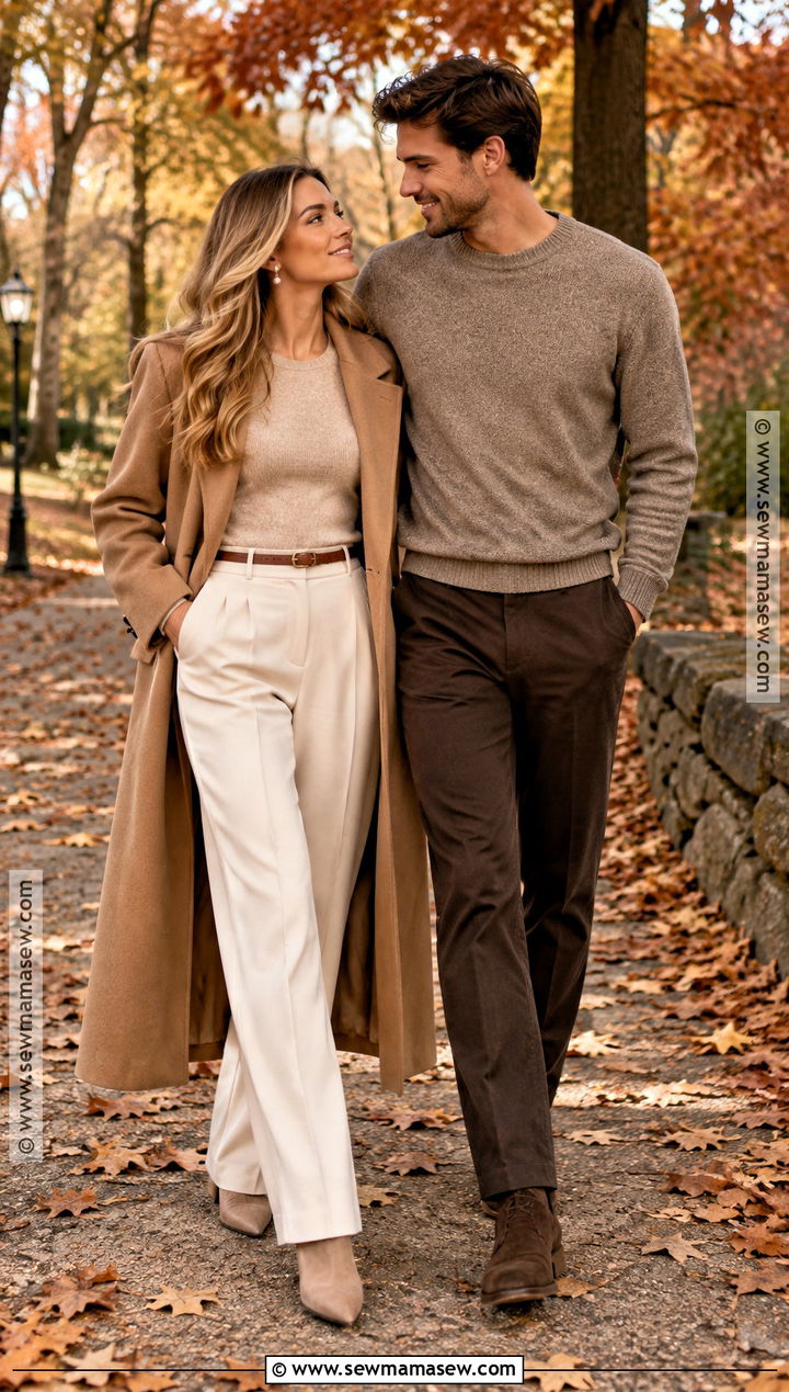 Monochrome Beige Fall Engagement Outfit - 15 Outfits For Fall Engagement Pictures