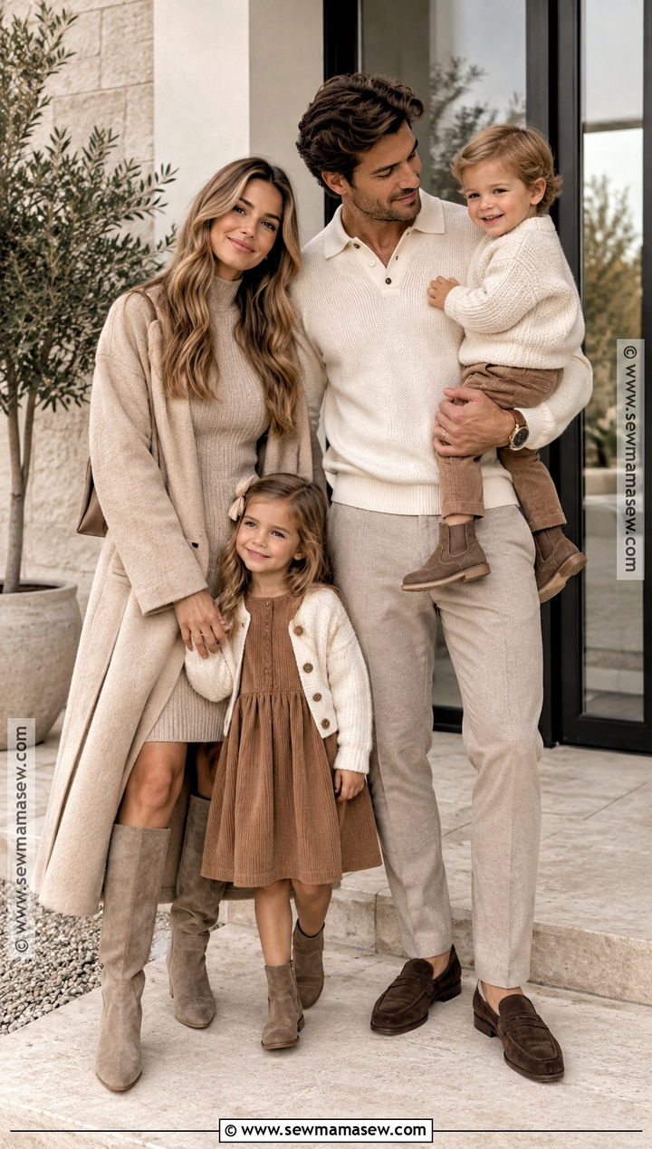 Monochrome Beige Fall Family Outfit - 15 fall family inspo outfits
