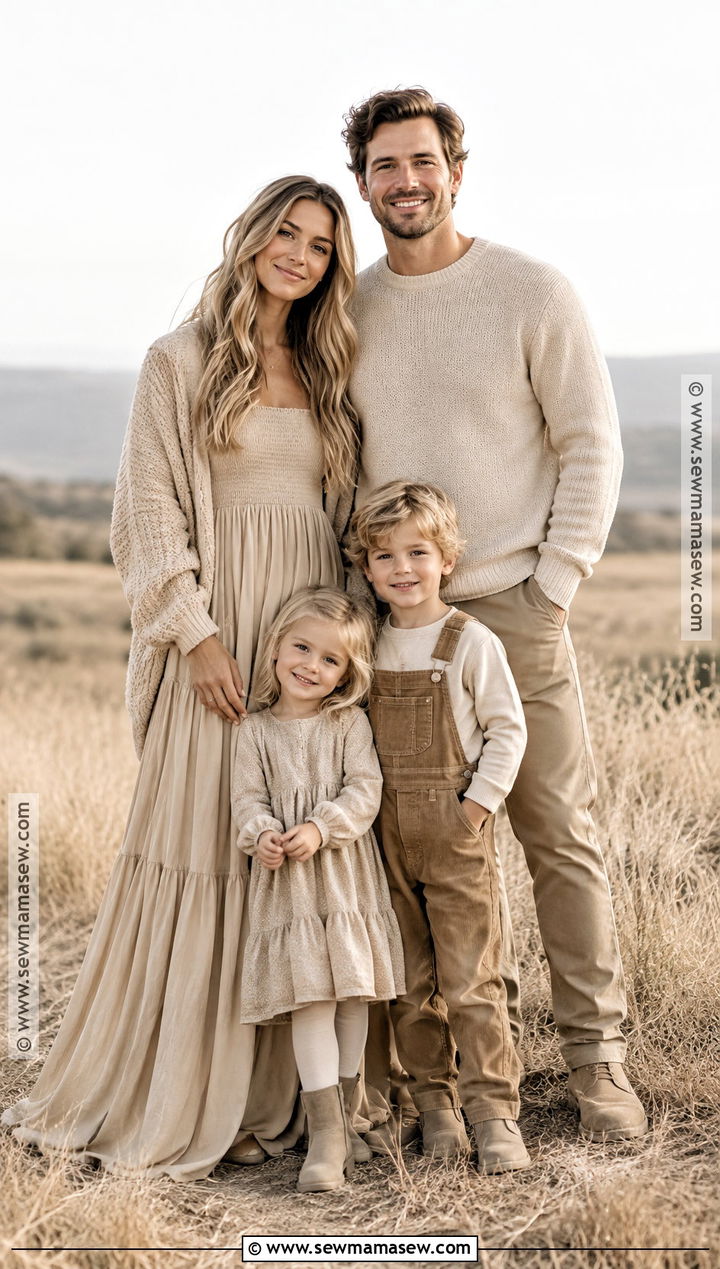 Monochrome Beige Fall Family Picture Outfit - 15 fall family pictures neutral outfits