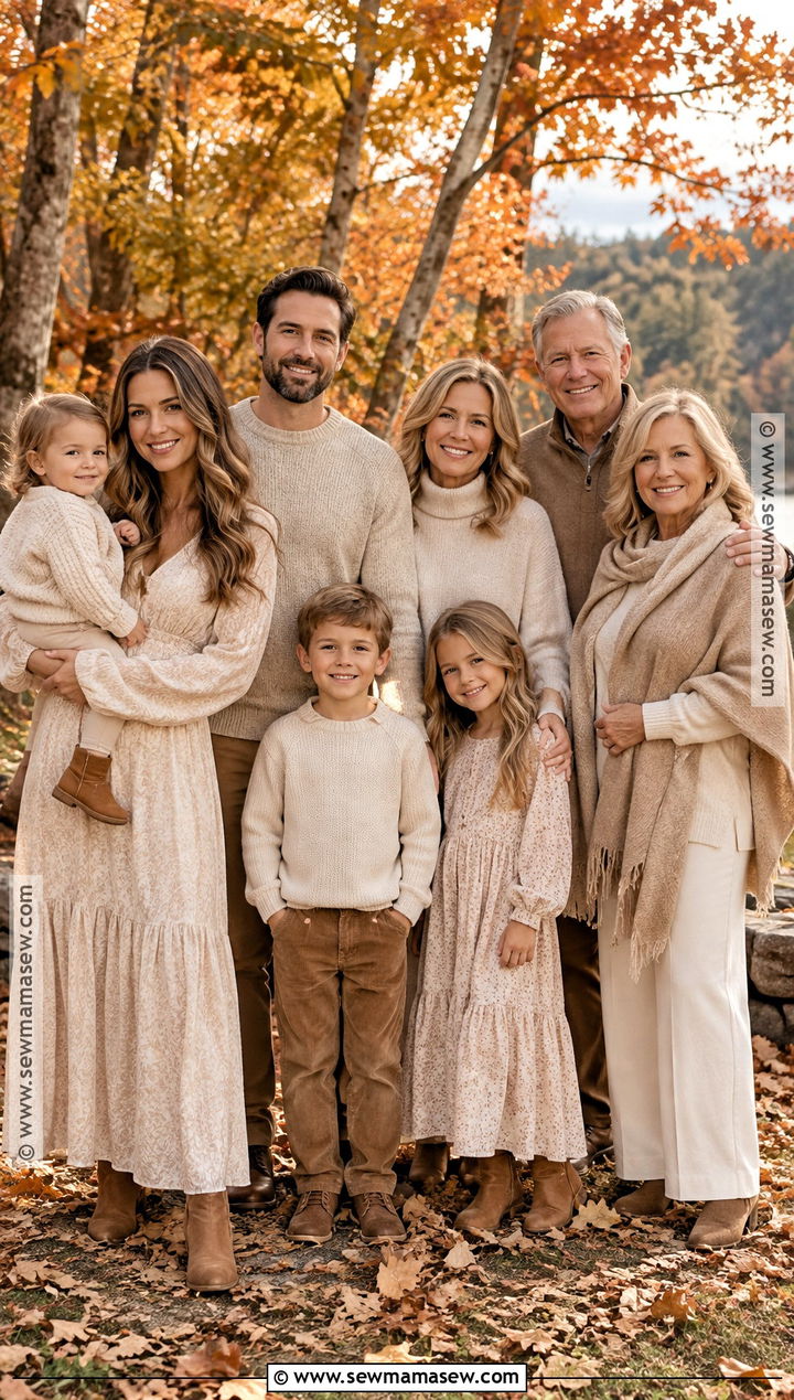 Monochrome Beige Fall Family Portrait Outfits - 15 family portraits outfits fall