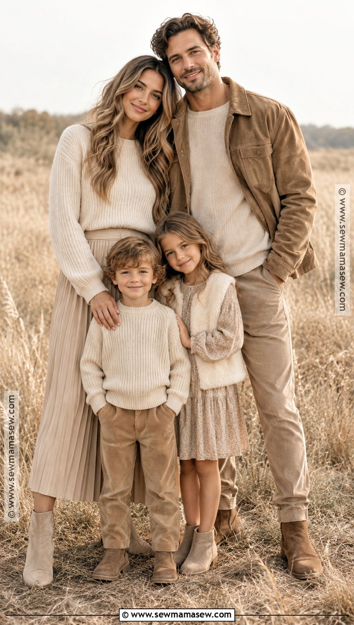 Monochrome Beige Family Photo Outfits - 15 family photo outfits neutral fall