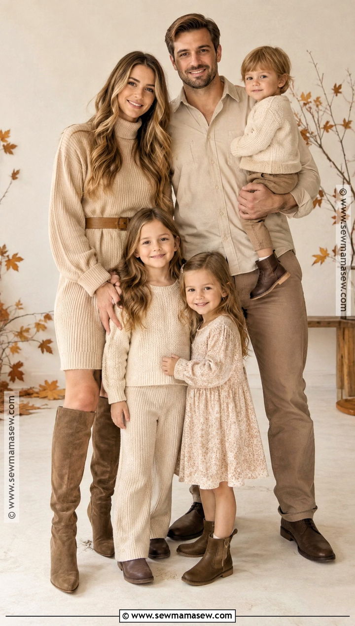 Monochrome Beige Family Picture Outfit - 15 Neutral Fall Outfits For Family Pictures