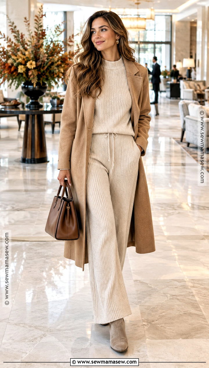 Monochrome Beige Knit Set Outfit - 25 chic thanksgiving outfit ideas