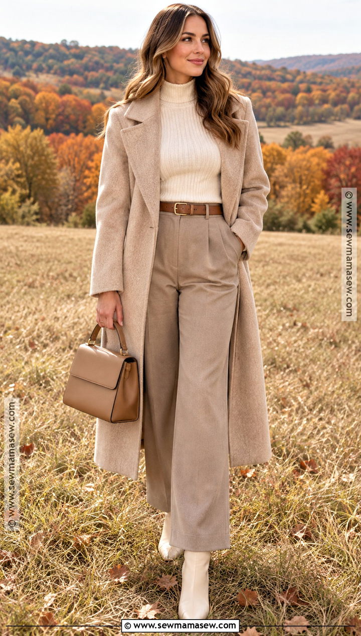 Monochrome Beige Layered Outfit - 20 Autumn Photoshoot Outfits
