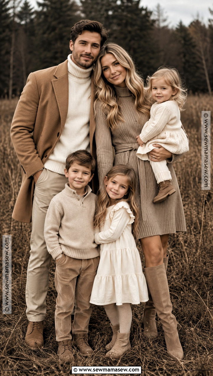Monochrome Beige November Family Photo Outfits - 20 november family pictures outfits