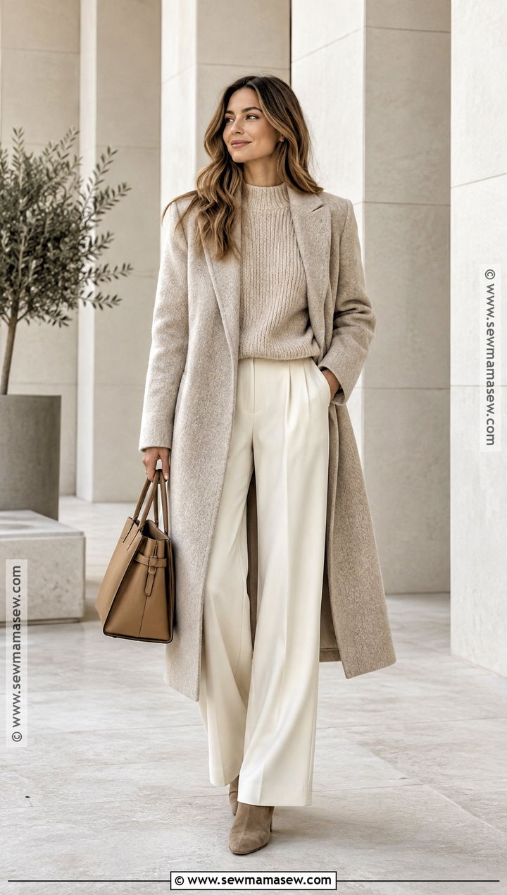 Monochrome Beige Sweater Outfit - 25 fall sweaters aesthetic