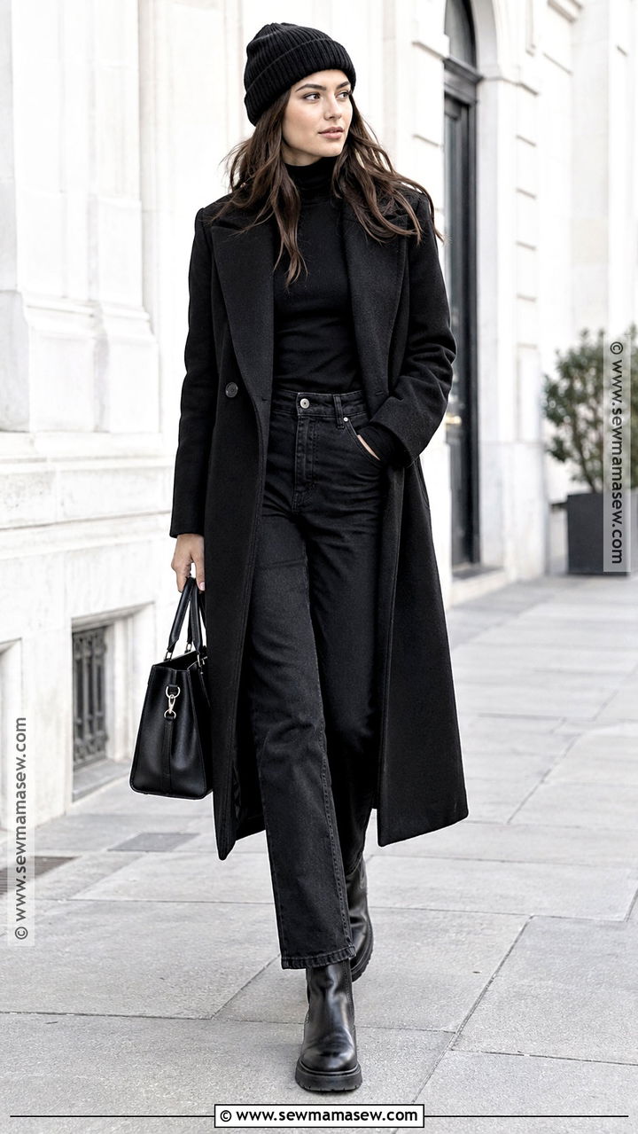 Monochrome Black Beanie Outfit - 20 fall beanie outfit ideas