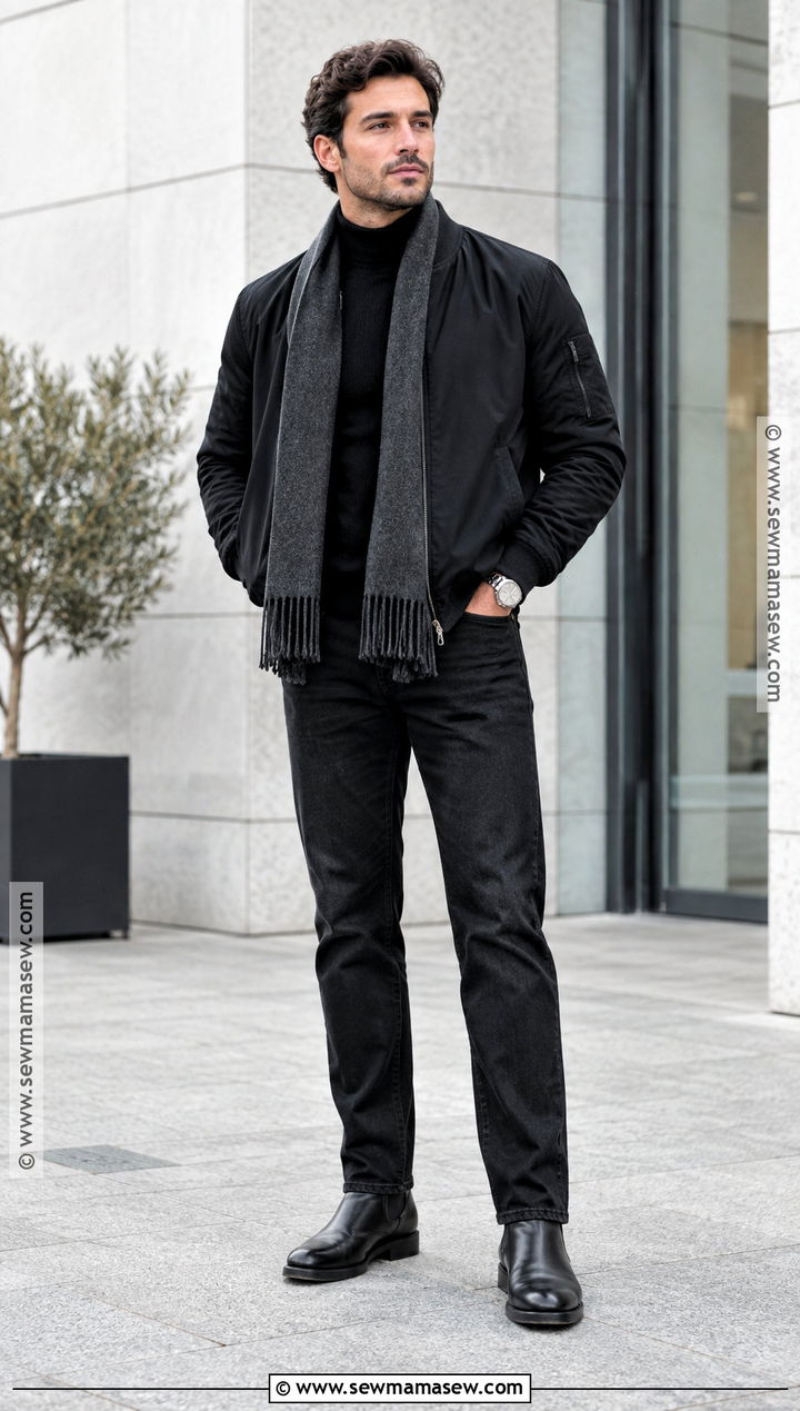 Monochrome Black Fall Outfit - 15 fall outfits for men