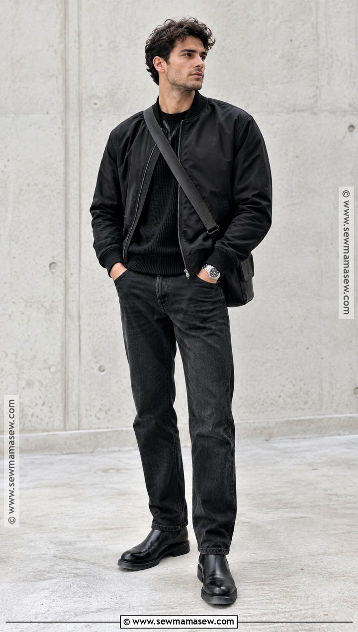 Monochrome Black Fall Outfit - 20 fall outfit ideas for men