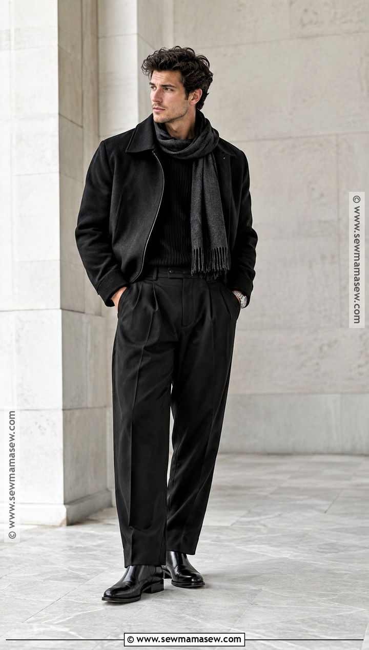Monochrome Black Fall Outfit - 15 Fall Fits Men Aesthetic