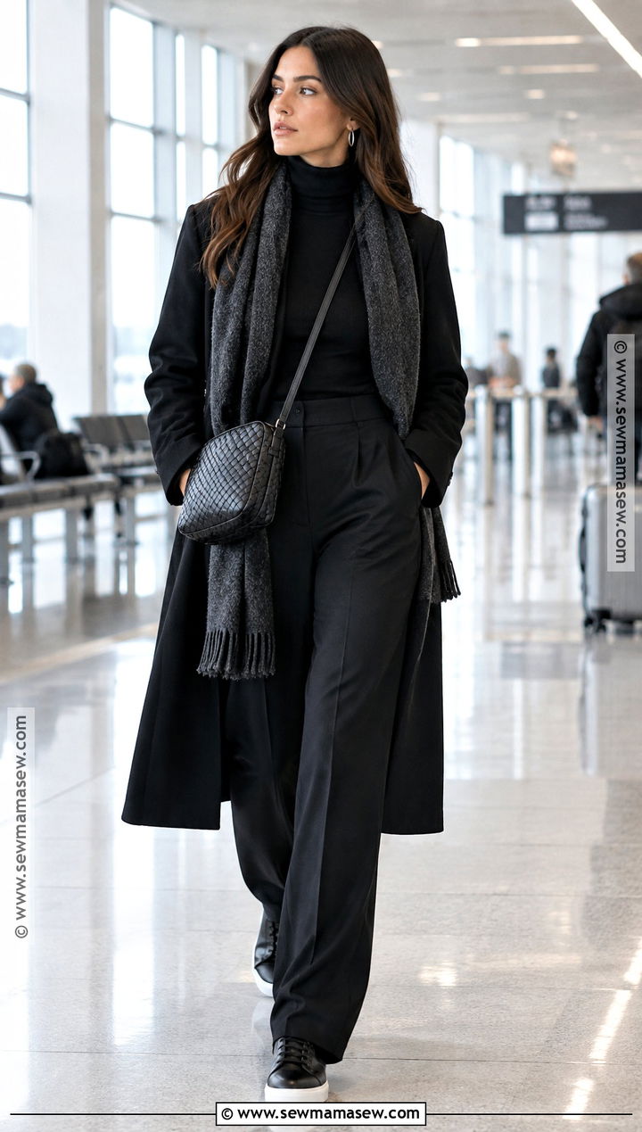 Monochrome Black Fall Travel Outfit - 15 Chic Fall Travel Outfits
