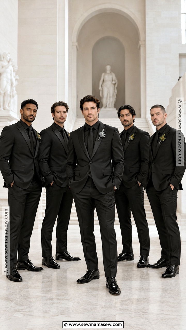 Monochrome Black Groomsmen Outfit - 20 groomsmen fall wedding attire ideas
