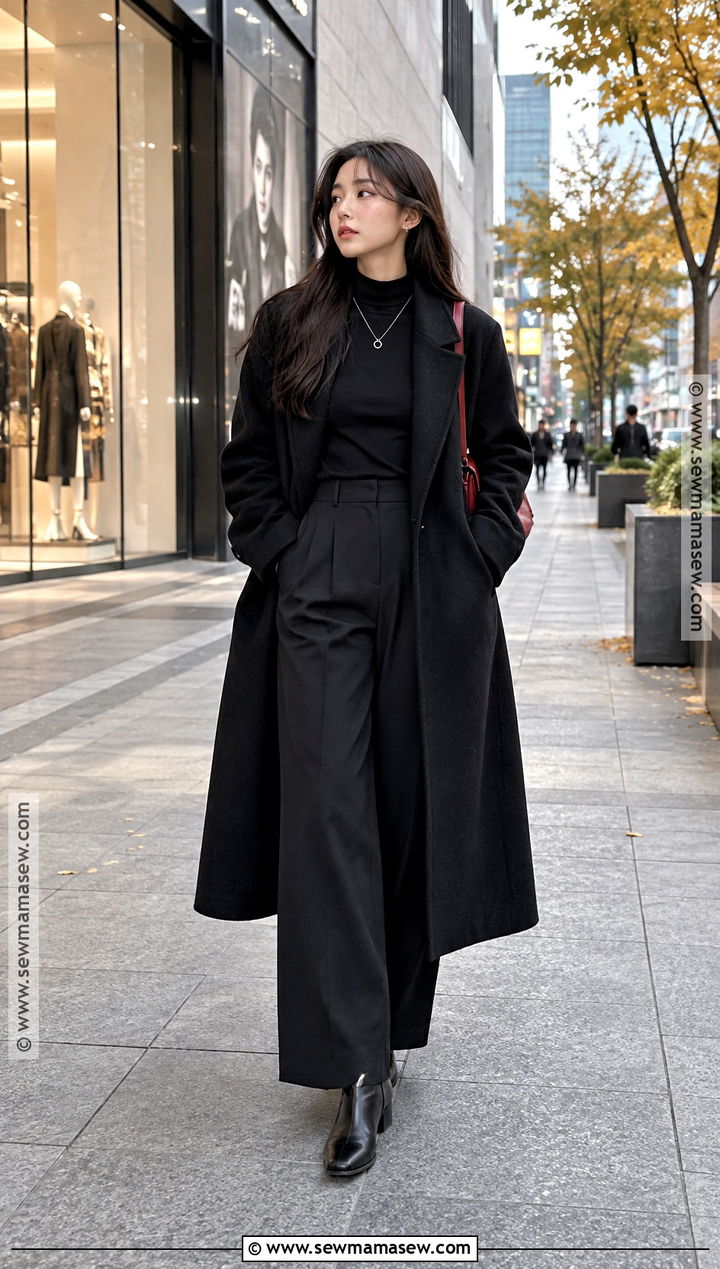Monochrome Black Layered Autumn Outfit - 20 autumn in korea outfit ideas