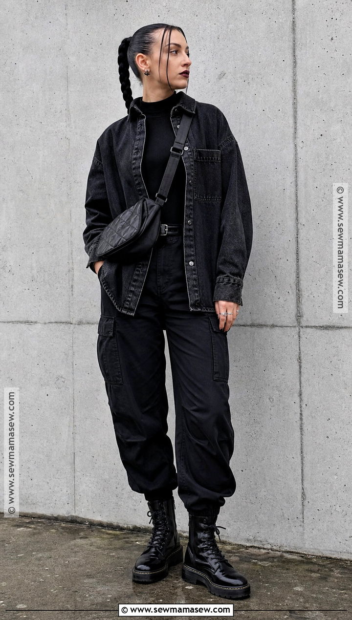 Monochrome Black Layered Outfit - 35 casual halloween outfits