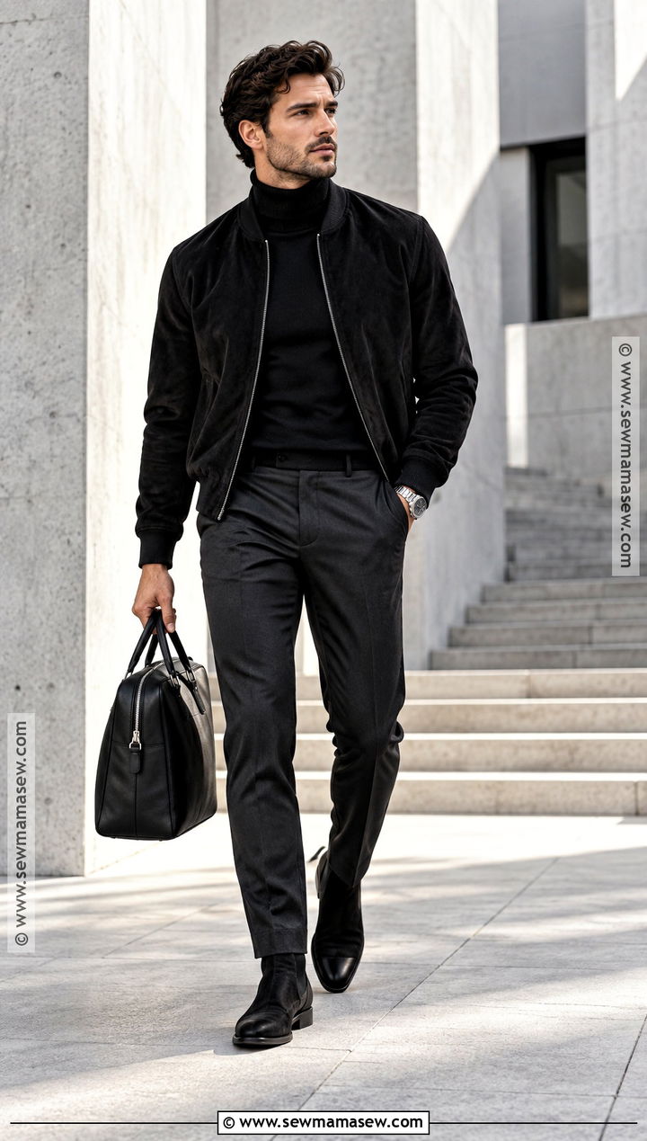 Monochrome Black Smart Casual Fall Outfit - 15 smart casual fall outfits for men