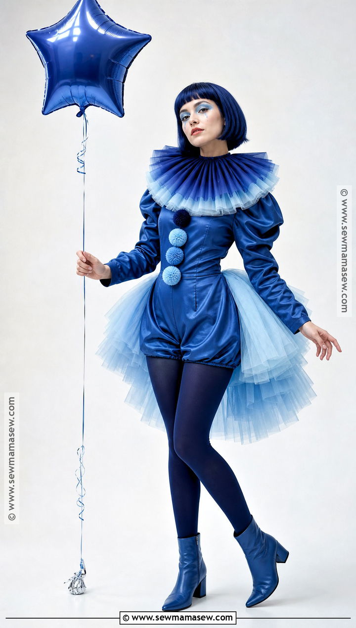 Monochrome Blue Clown Costume - 30 Clown Costume Aesthetic Ideas