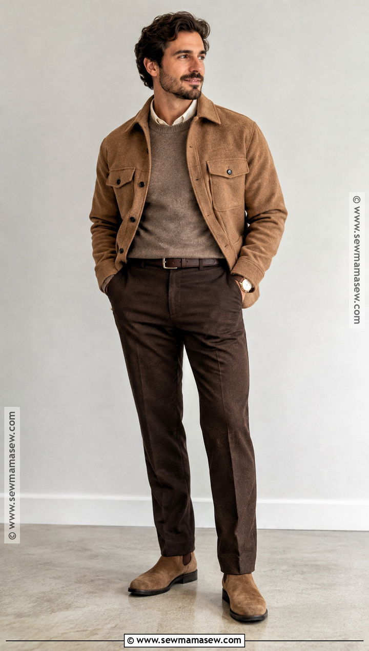 Monochrome Brown Autumn Outfit - 25 autumn style ideas for men
