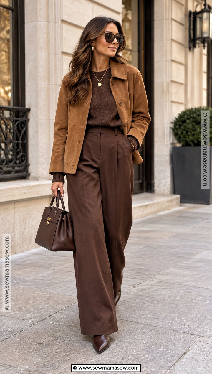Monochrome Brown Autumn Outfit - 15 stylish outfits for autumn