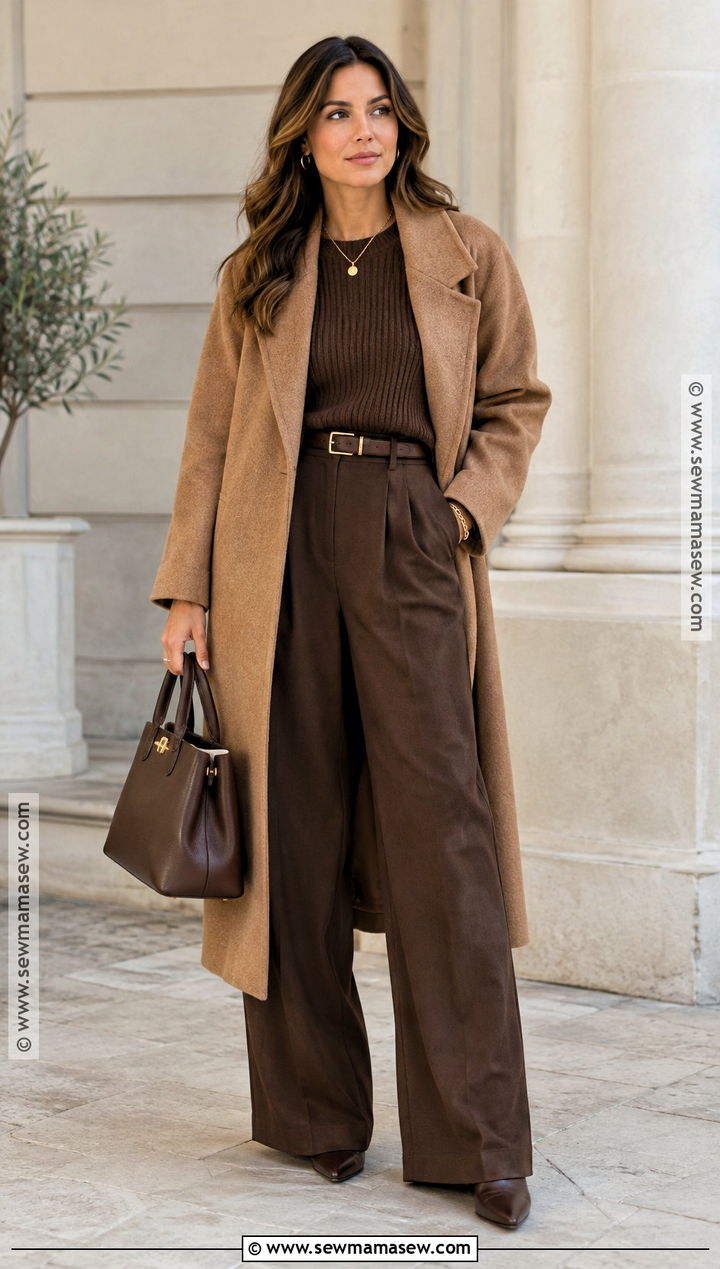 Monochrome Brown Autumn Outfit - 20 autumn fashion aesthetic ideas