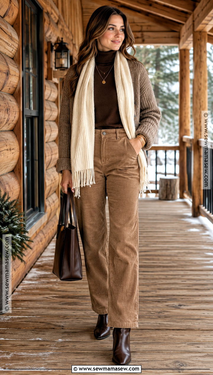 Monochrome Brown Cabin Outfit - 25 cabin outfit fall ideas