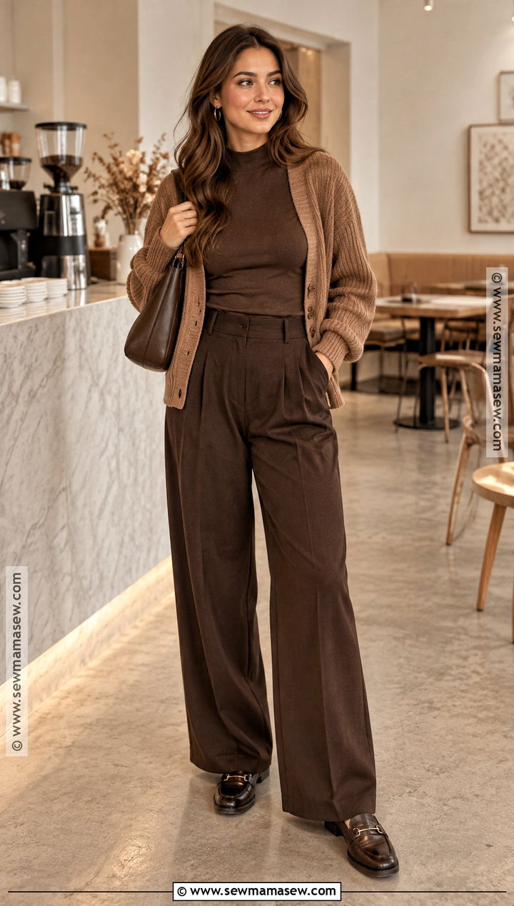 Monochrome Brown Coffee Date Outfit - 20 fall coffee date outfit ideas