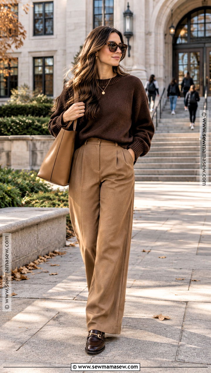 Monochrome Brown College Autumn Outfit - 20 autumn outfits college