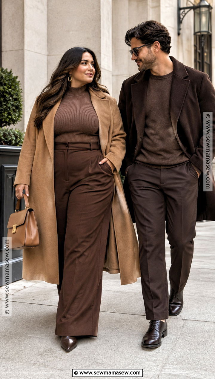 Monochrome Brown Engagement Photo Outfit - 20 plus size engagement photos outfits fall