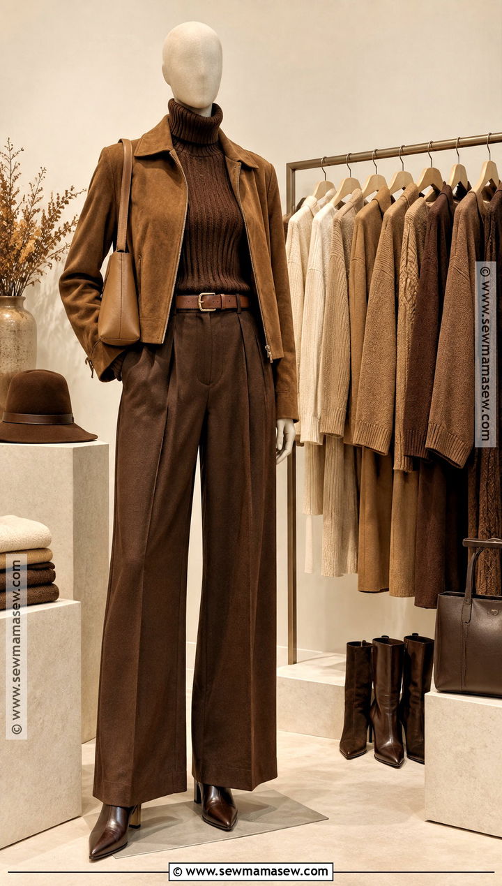 Monochrome Brown Fall Clothing Display - 15 Cozy Fall Clothing Display Ideas