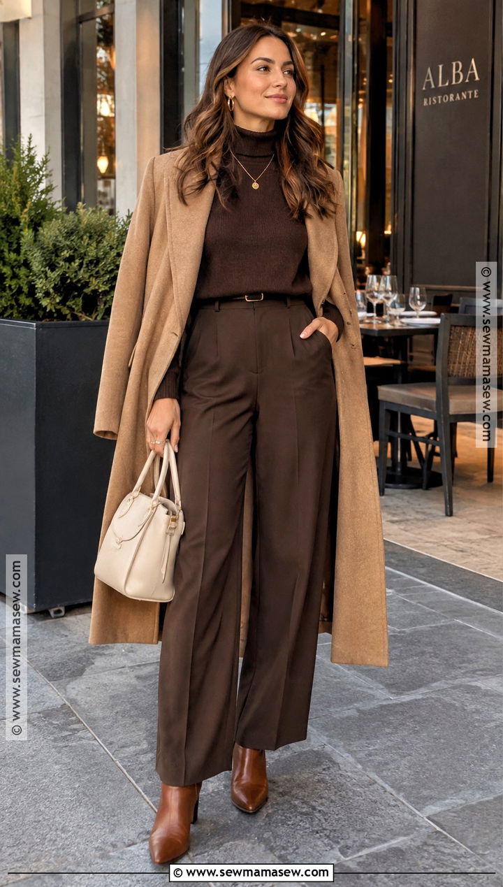 Monochrome Brown Fall Dinner Outfit - 30 fall dinner outfit ideas