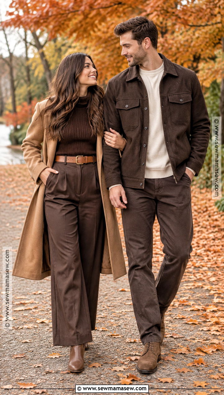 Monochrome Brown Fall Engagement Photo Outfit - 25 engagement photos outfits fall