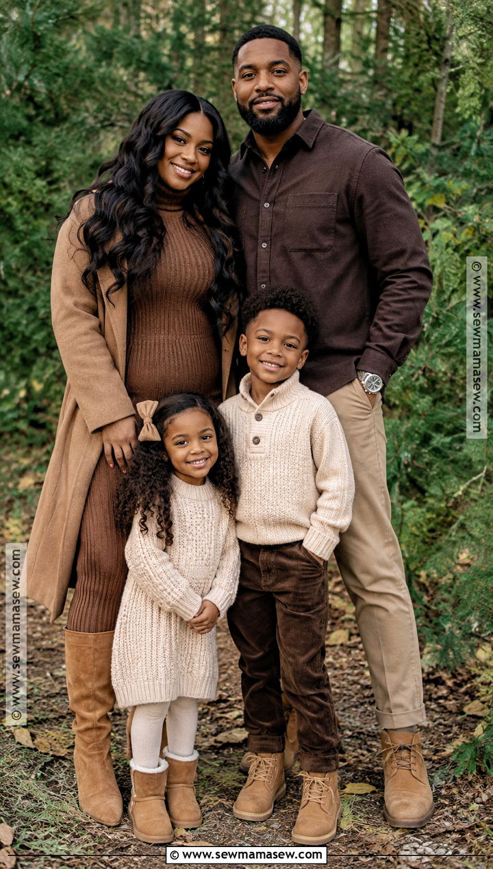 Monochrome Brown Fall Family Outfits - 15 fall photoshoot outfits family black