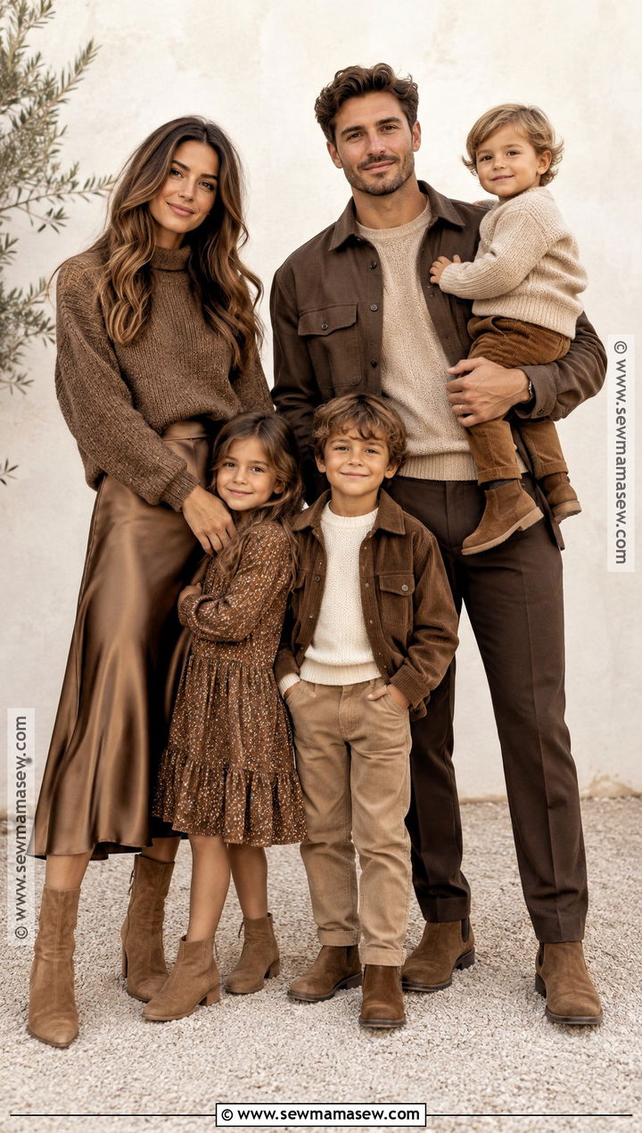 Monochrome Brown Fall Family Outfits - 25 fall family outfits