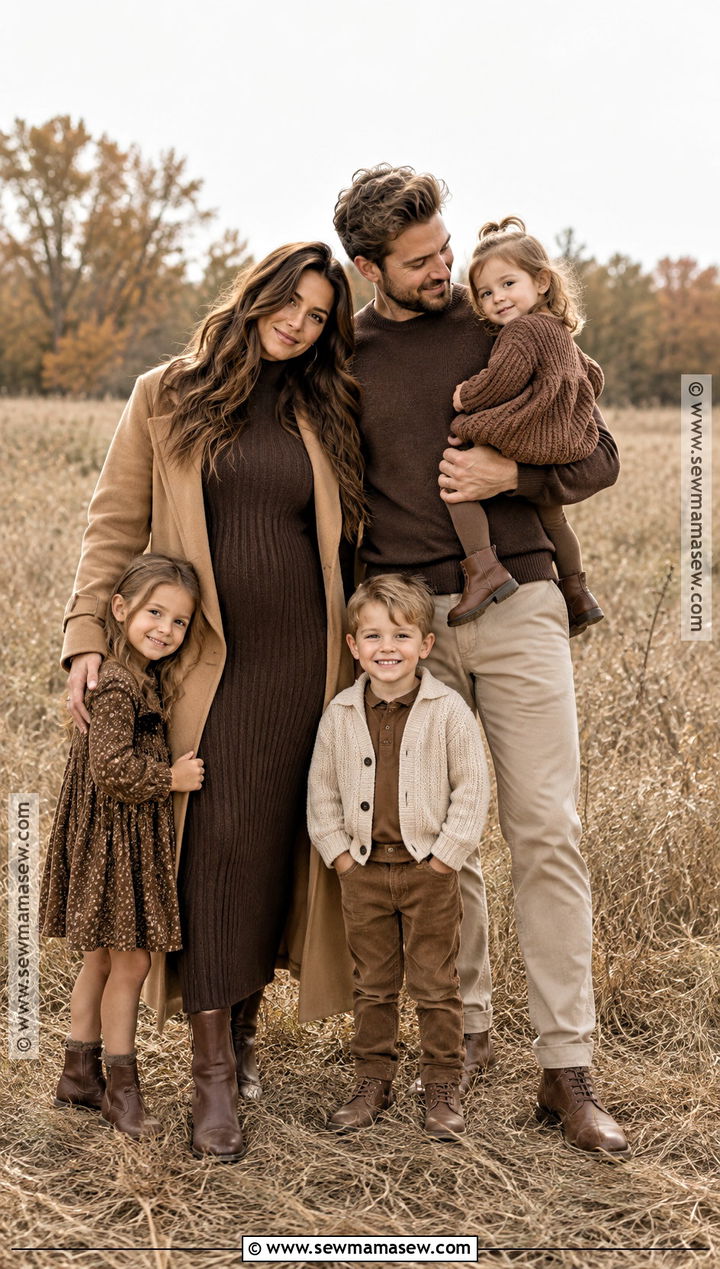 Monochrome Brown Fall Family Outfits - 15 fall family matching outfits