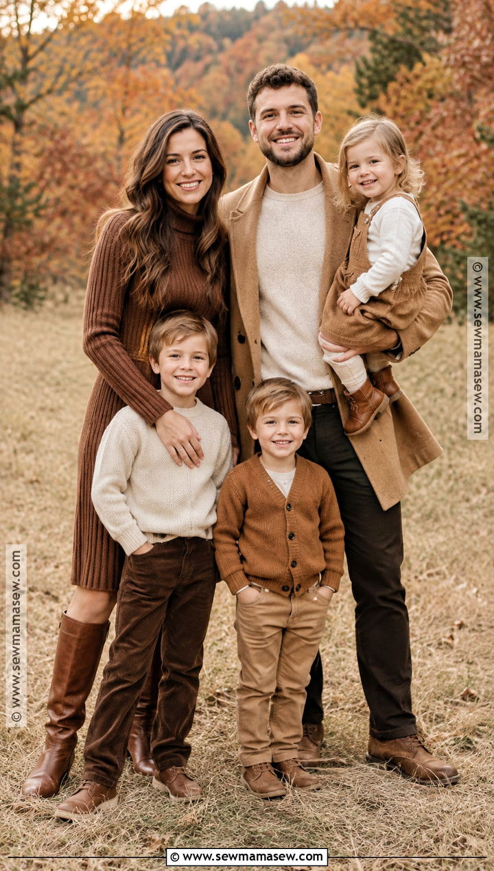 Monochrome Brown Fall Family Photo Outfits - 15 fall photography family outfits