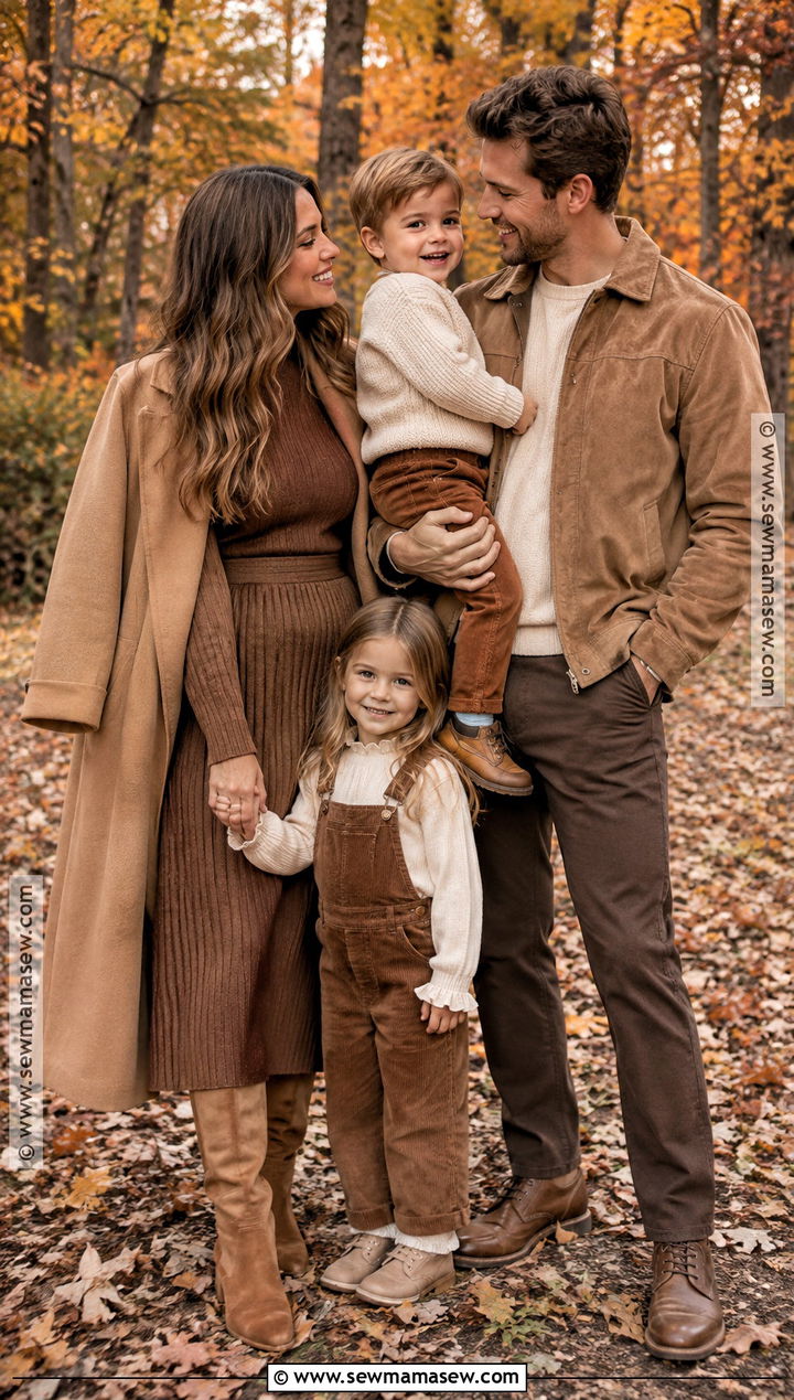 Monochrome Brown Fall Family Photo Outfits - 15 Fall Family Photos Outfit Ideas