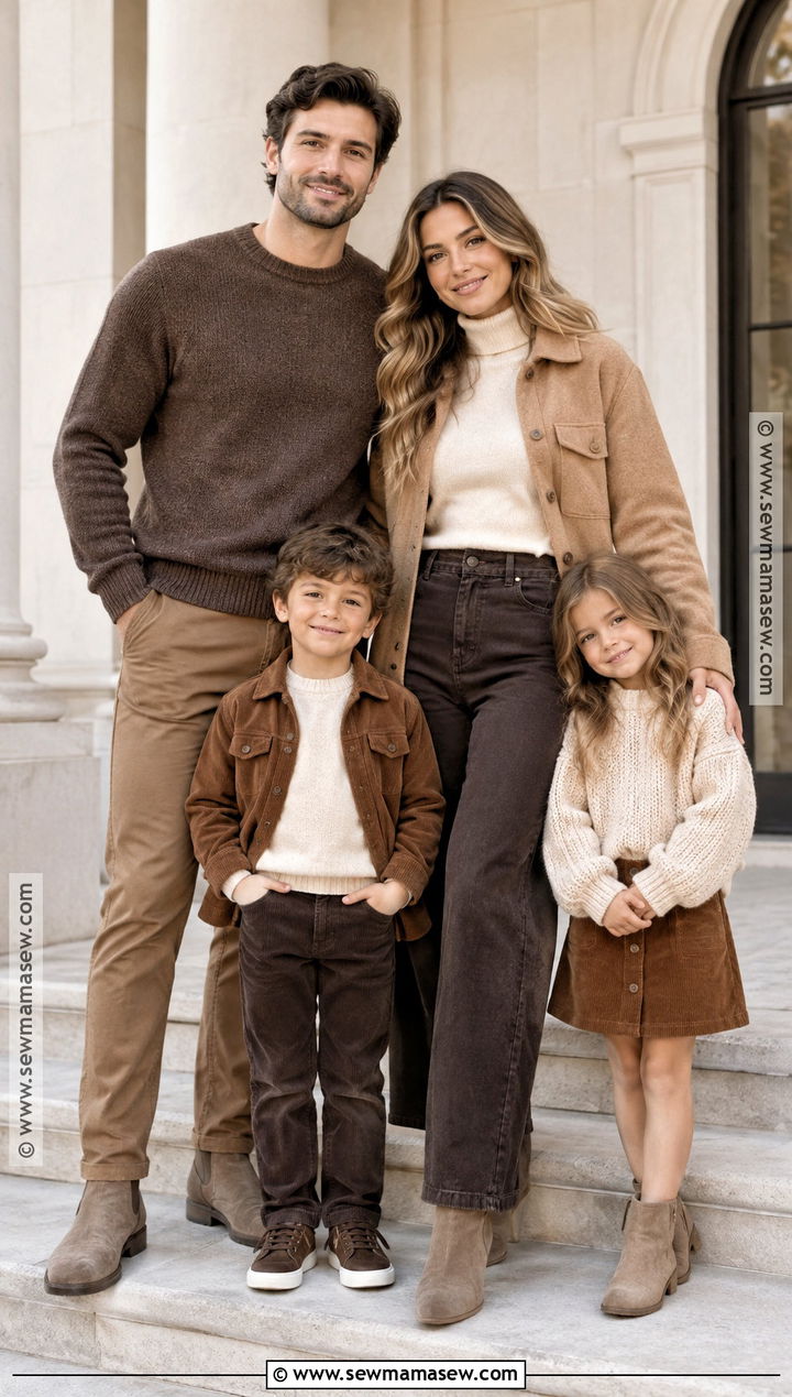 Monochrome Brown Fall Family Picture Outfit - 25 casual fall family picture outfits