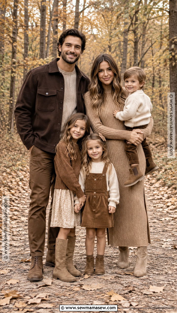 Monochrome Brown Fall Family Picture Outfit - 20 fall picture outfits for family