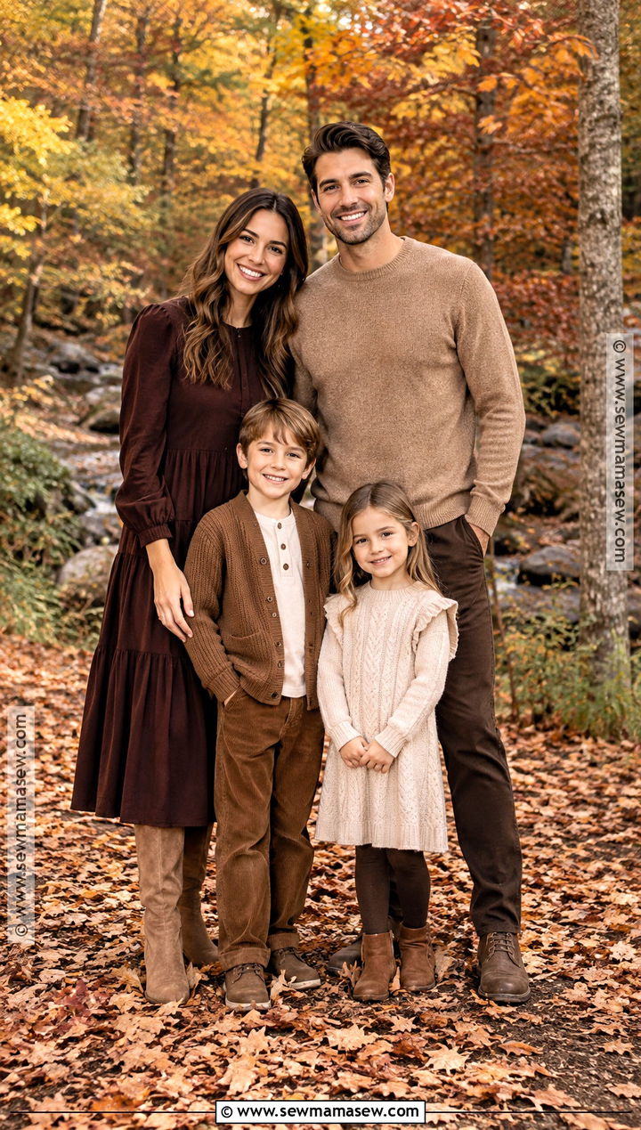 Monochrome Brown Fall Family Picture Outfits - 20 family of 4 fall picture outfits