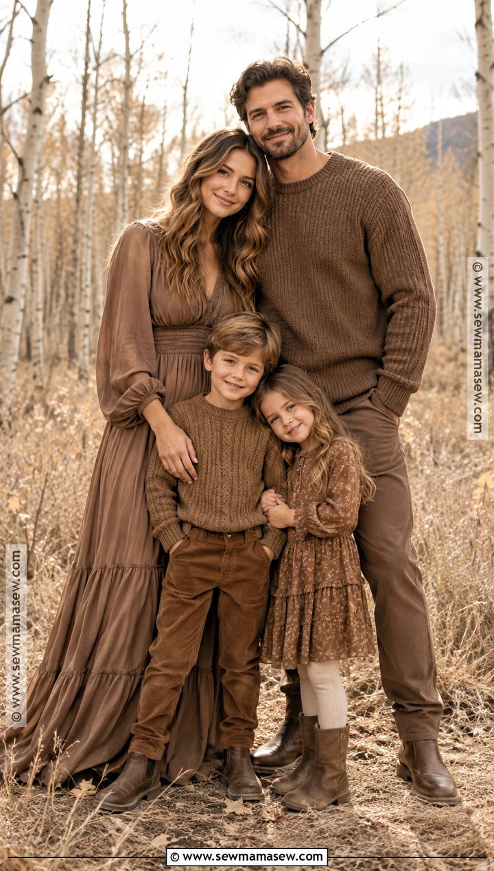 Monochrome Brown Fall Family Picture Outfits - 15 fall neutral outfits family pictures