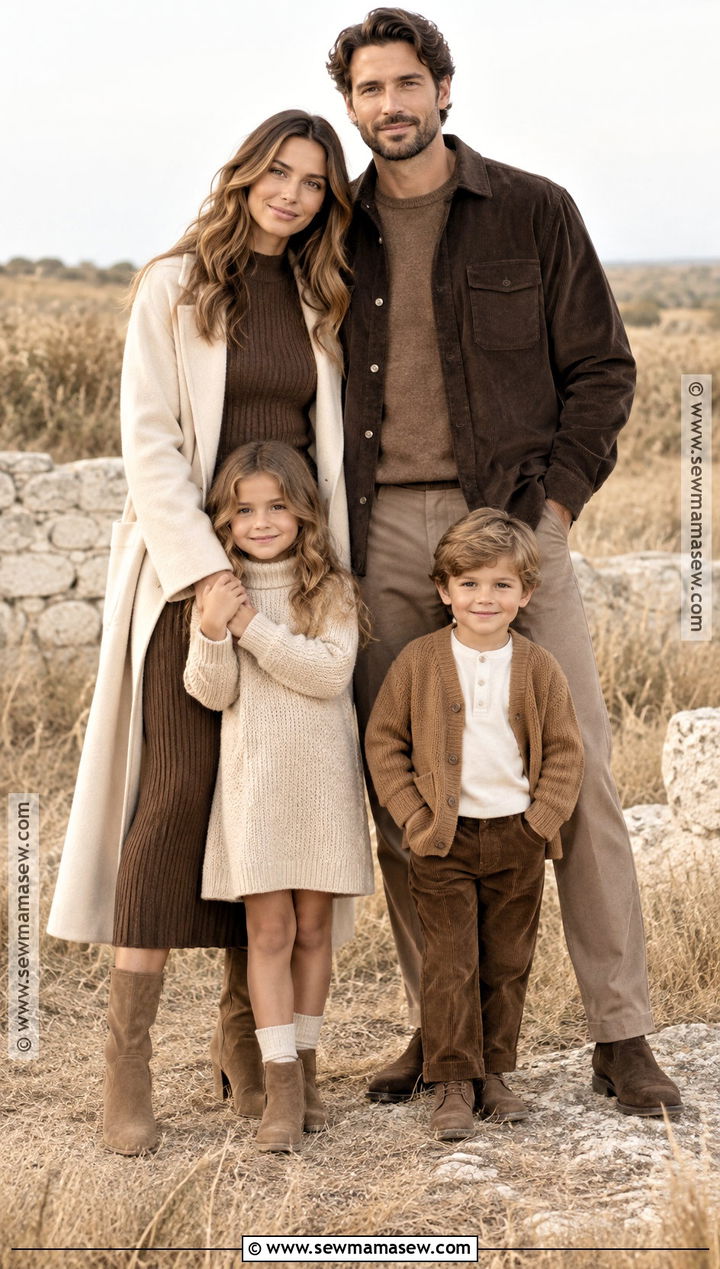 Monochrome Brown Fall Family Portrait Outfit - 20 fall portrait outfits for family