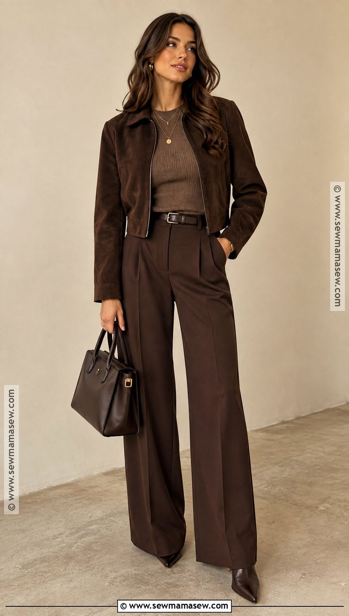Monochrome Brown Fall Night Outfit - 15 going out fall outfits night
